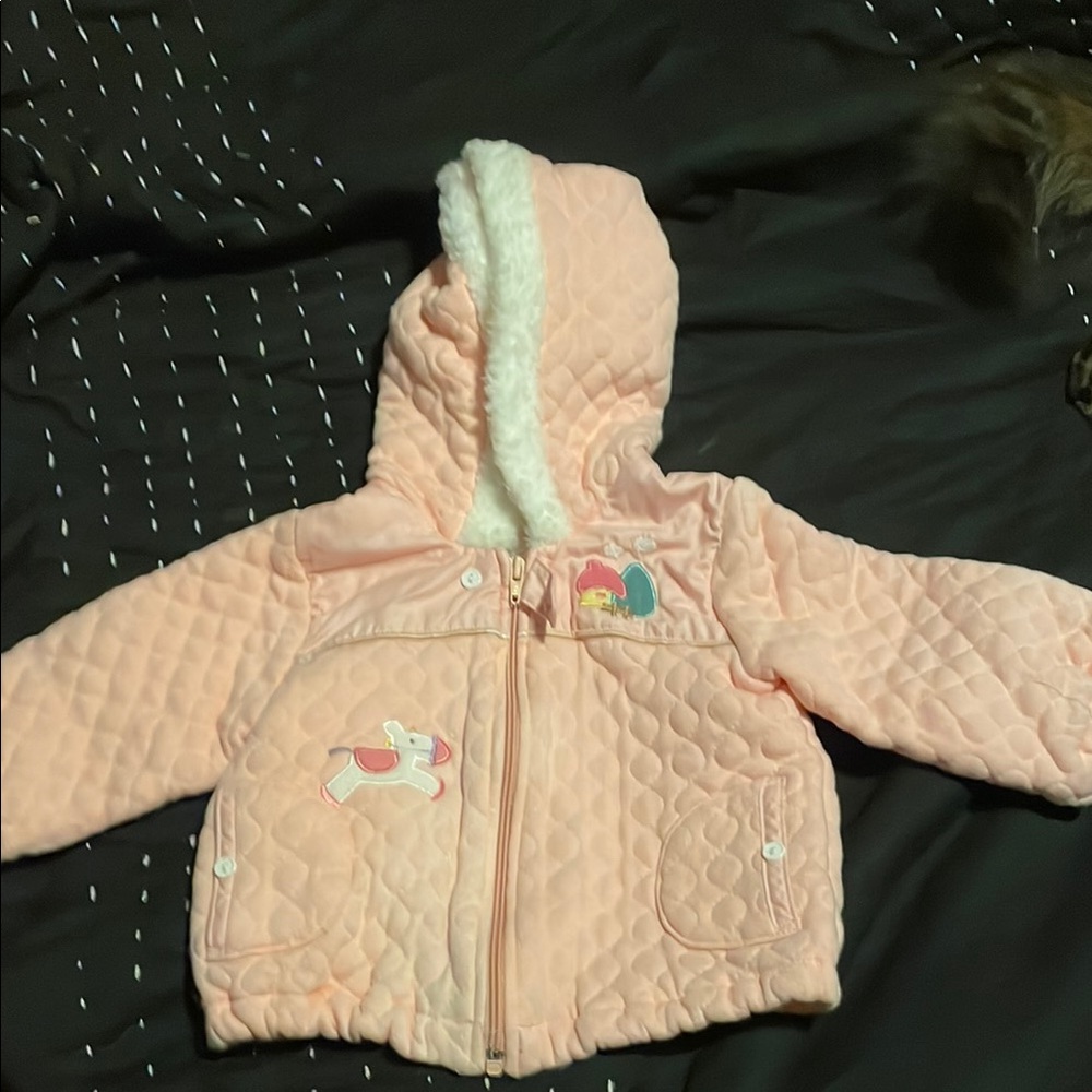 Quilted Pink Baby Jacket with Hood